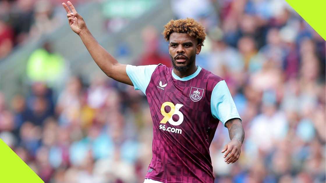 Lyle Foster gestures during the Sky Bet Championship match between Burnley FC and Cardiff City FC at on August 17, 2024, in Burnley, England. Photo: Matt McNulty. Lyle Foster gestures during the Sky Bet Championship match between Burnley FC and Cardiff City FC at on August 17, 2024, in Burnley, England. Photo: Matt McNulty.