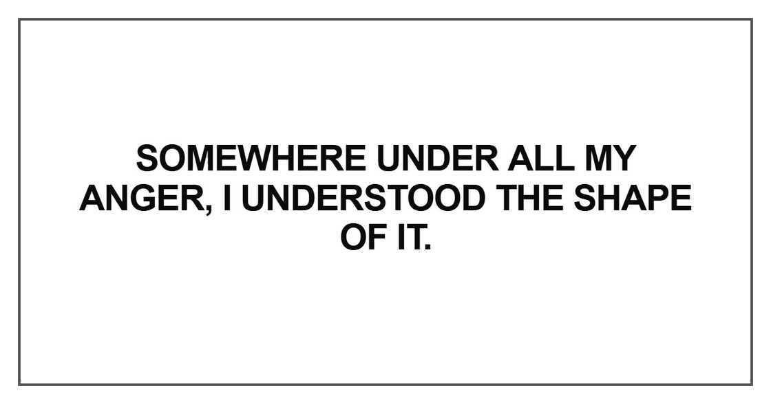 Somewhere under all my anger