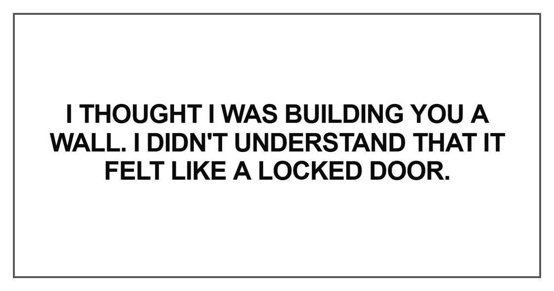 I thought I was building you a wall. I didn't understand that