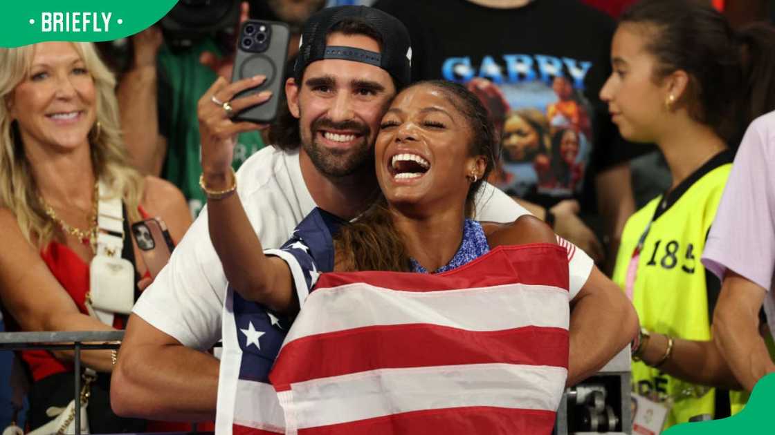 Gabby Thomas and her partner Spencer McManes at the 2024 Summer Olympics in Paris, France Gabby Thomas and her partner Spencer McManes at the 2024 Summer Olympics in Paris, France