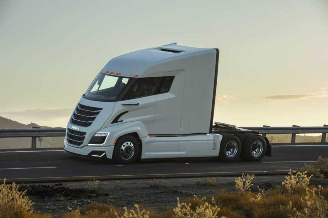 A Nikola Two truck, as presented by the Nikola truck company, whose former chief executive has been found guilty of fraud