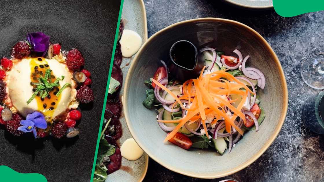 Amber On Bree's dessert and salad (L-R)