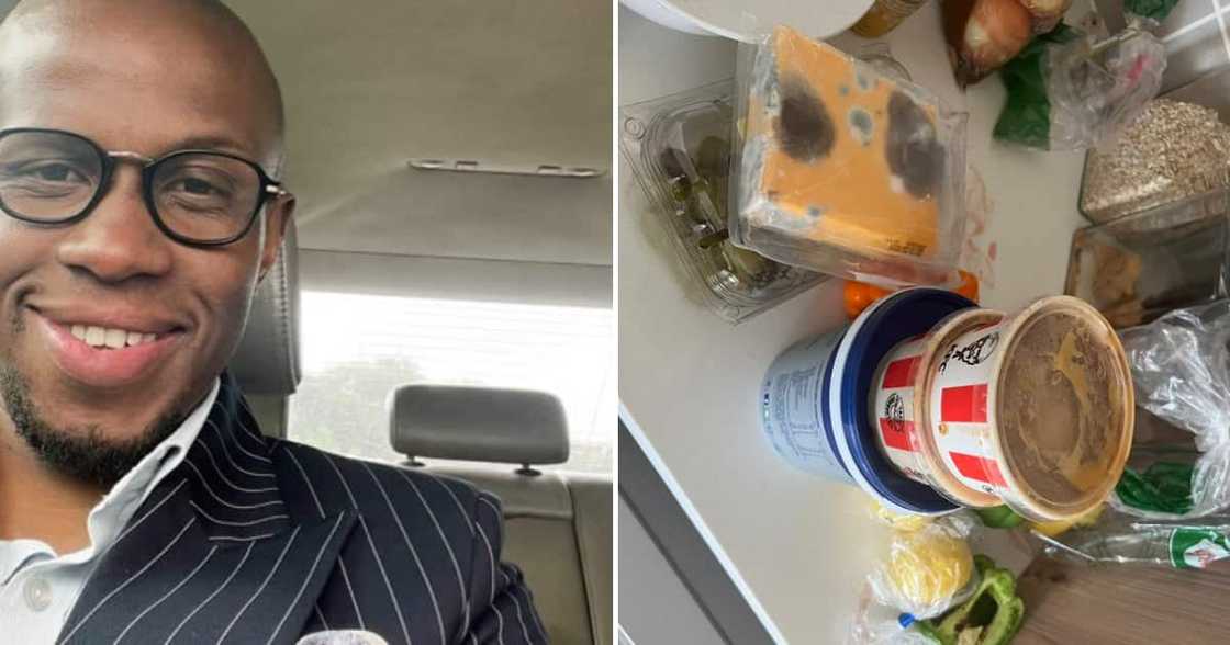 Twitter user @CeboLatha shared a picture of all the rotten food in his fridge, claiming he needs a bae Twitter user @CeboLatha shared a picture of all the rotten food in his fridge, claiming he needs a bae