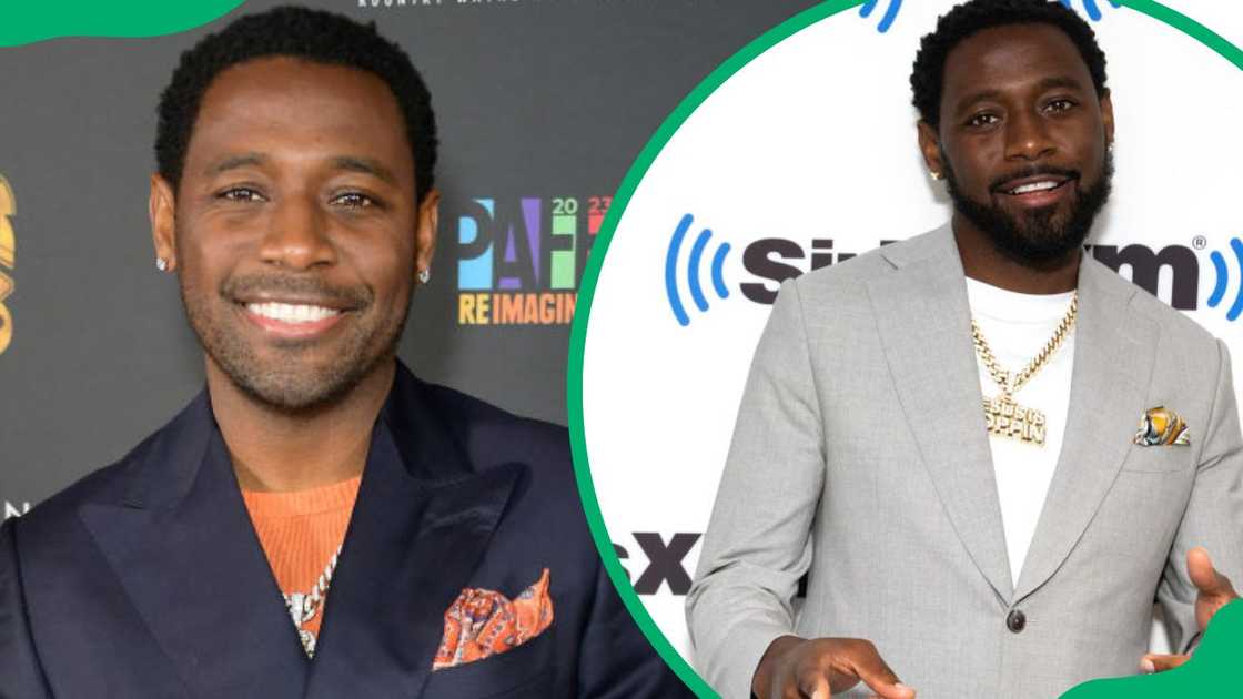 Kountry Wayne at the 2023 Pan African Film & Arts Festival (L). The actor at SiriusXM Studios in 2023 (R)