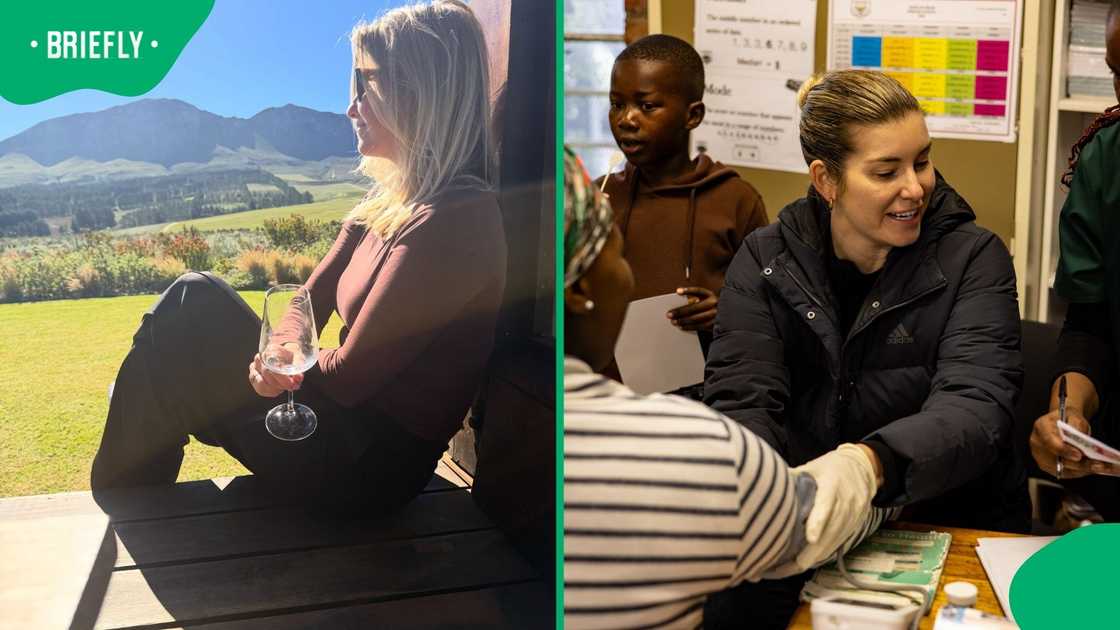 Rachel Kolisi with the elderly and children on the right Rachel Kolisi with the elderly and children on the right