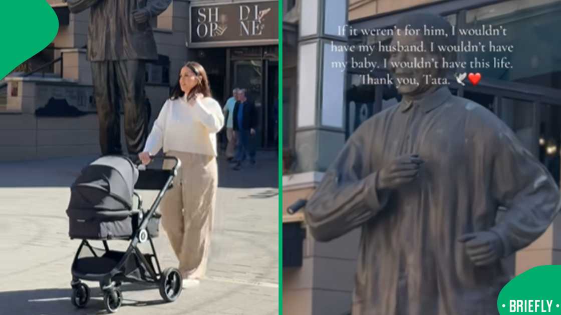 A woman’s video at Sandton’s Mandela statue went viral after she linked her interracial marriage to the freedoms Mandela fought for