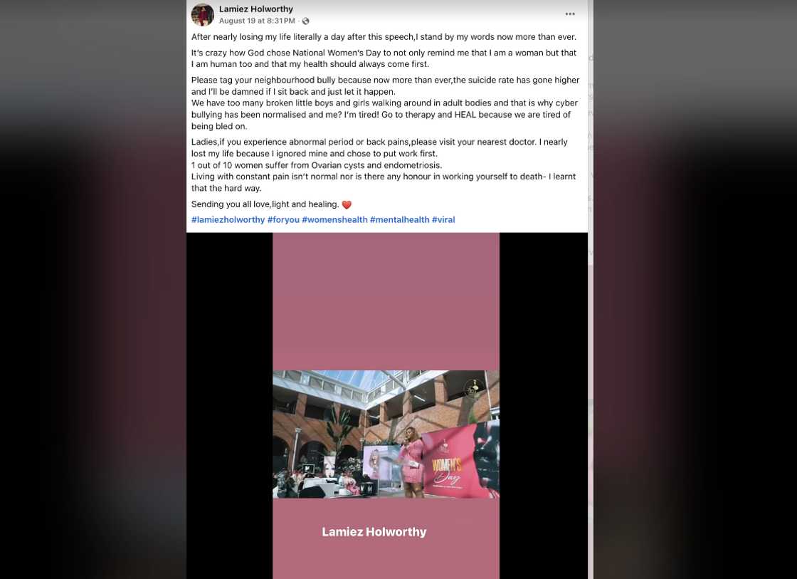 Lamiez Holworthy spoke out against bullying Lamiez Holworthy spoke out against bullying