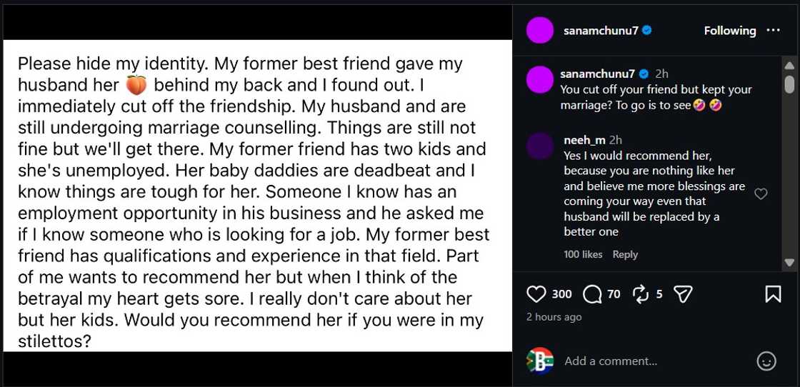 Sana Mchunu had Mzansi debating some relationship drama with her recent post Sana Mchunu had Mzansi debating some relationship drama with her recent post