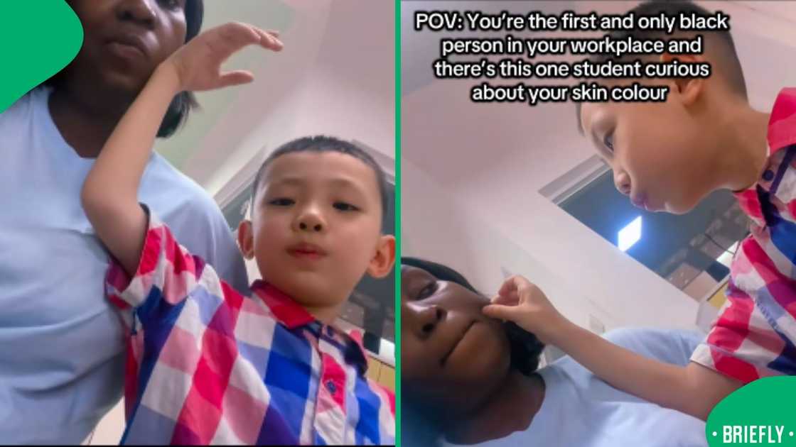 The screenshot on the right captured Nokuthula being touched by one of her learners The screenshot on the right captured Nokuthula being touched by one of her learners