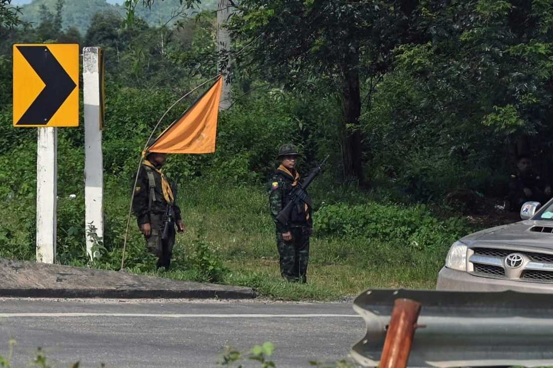 "Checkpoints" run by the military or its militia allies demand fees of roughly 150,000 kyat ($75) per truck per journey to Yangon