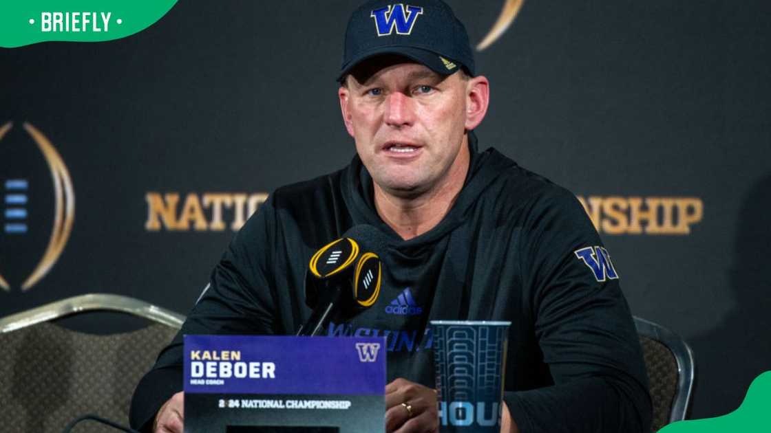 Head coach Kalen DeBoer during the 2024 CFP National Championship game against the Michigan Wolverines at NRG Stadium Head coach Kalen DeBoer during the 2024 CFP National Championship game against the Michigan Wolverines at NRG Stadium