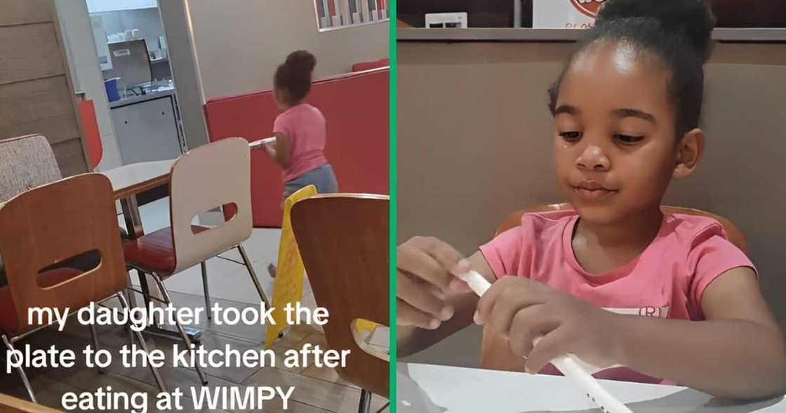 A girl left Mzansi impressed after taking her plate to Wimpy's kitchen.