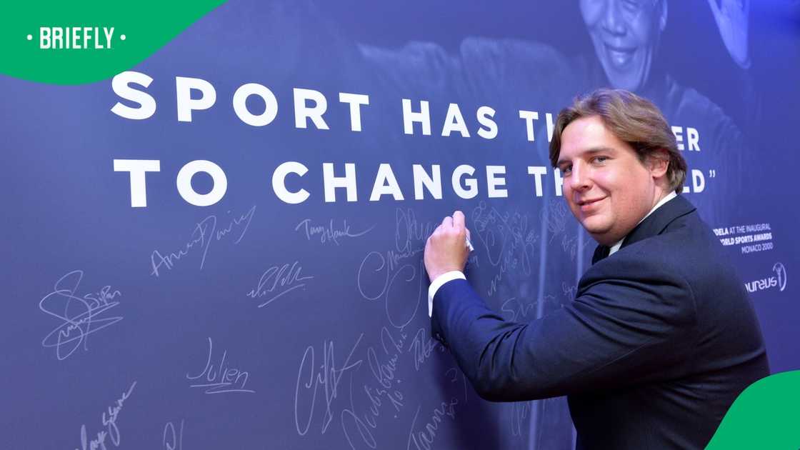 Anton Rupert Jr. signs the Nelson Mandela wall during the 2019 Laureus World Sports Awards on February 18, 2019 in Monaco, Monaco Anton Rupert Jr. signs the Nelson Mandela wall during the 2019 Laureus World Sports Awards on February 18, 2019 in Monaco, Monaco