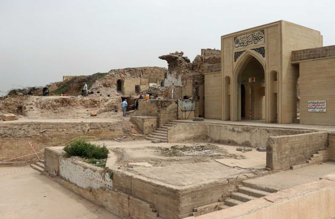 The Nabi Yunus site in Mosul, seen here in March 2022. It was blown up by the Islamic State group