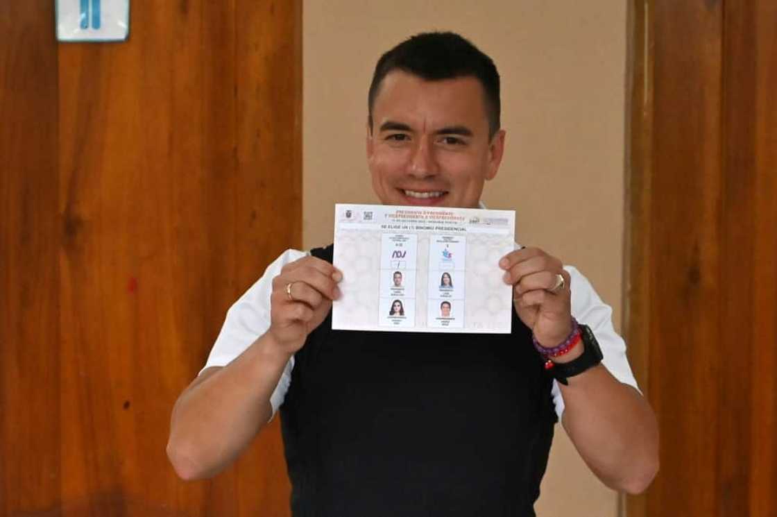 Ecuador's president-elect Daniel Noboa cast his vote in a bullet-proof vest amid a rash of political assassinations in the violence-riddled country Ecuador's president-elect Daniel Noboa cast his vote in a bullet-proof vest amid a rash of political assassinations in the violence-riddled country