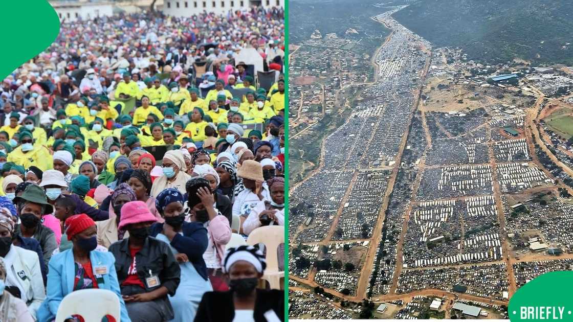 The image on the left captured a lot of people attending a church service during Easter weekend