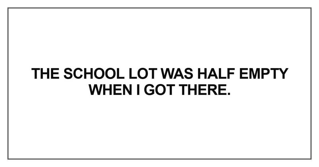 The school lot was half empty when I got there