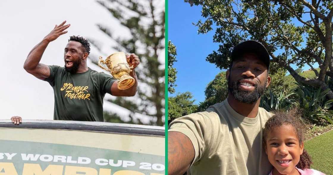Siya Kolisi danced and his moves embarrassed his daughter such that she walked away Siya Kolisi danced and his moves embarrassed his daughter such that she walked away