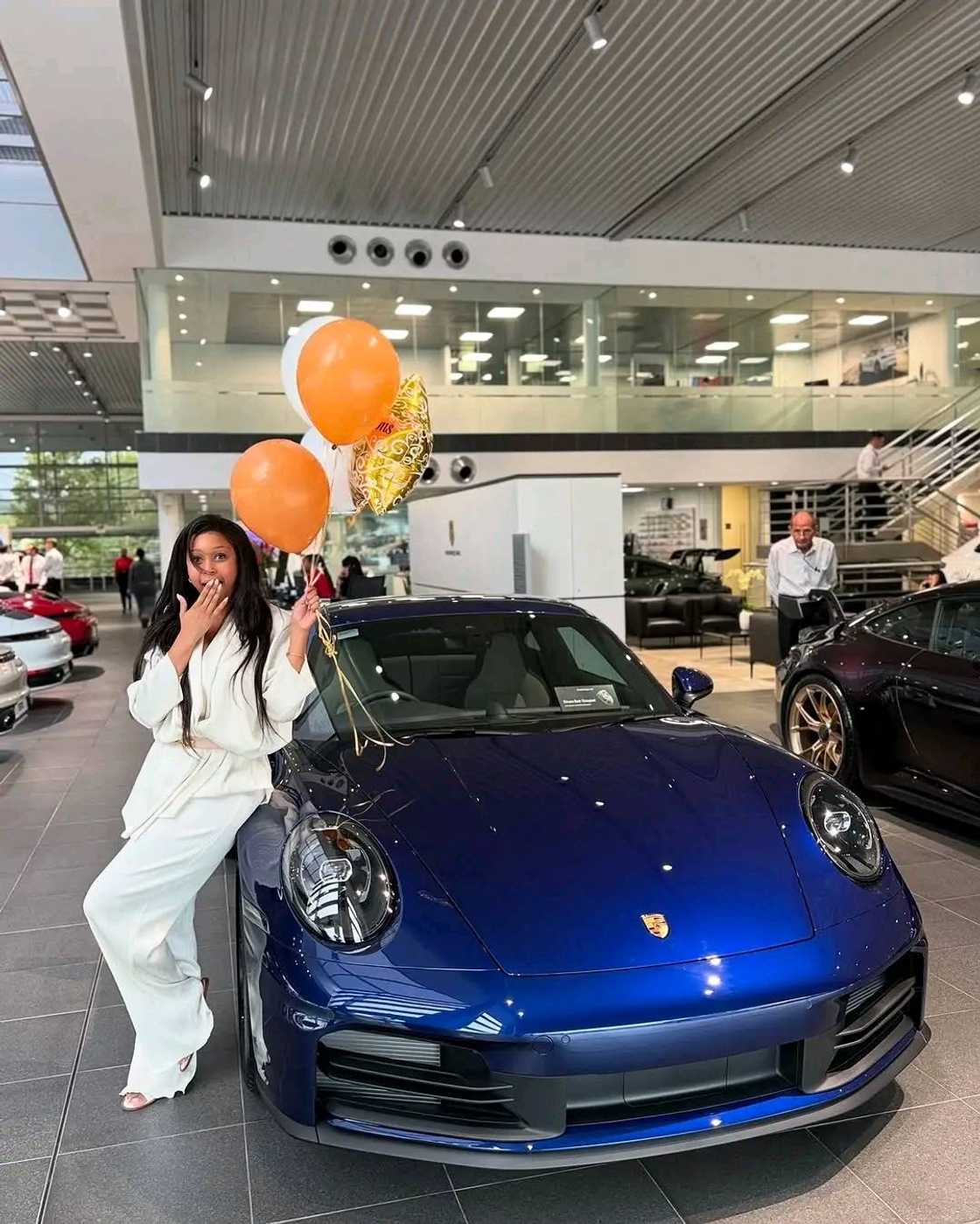 Minnie Dlamini was gifted a Porsche for Valentine's Day. Minnie Dlamini was gifted a Porsche for Valentine's Day.