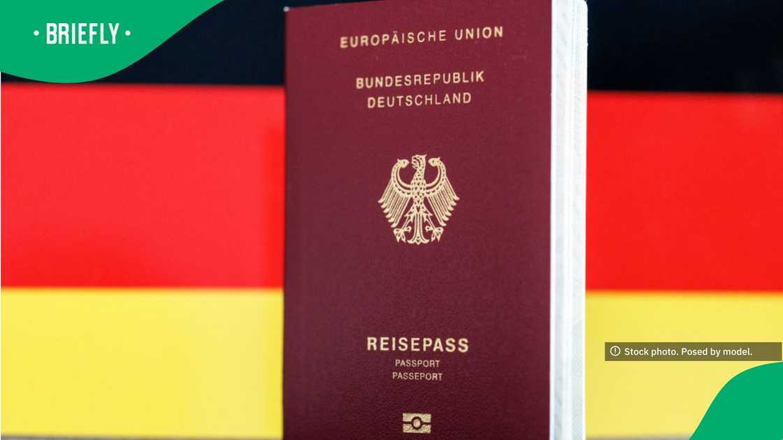 Close-up of a biometric German passport