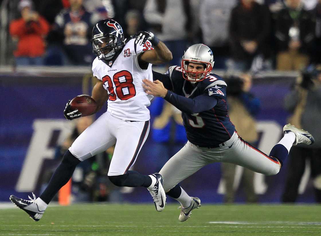 Stephen Gostkowski and Danieal Manning at Gillette Stadium