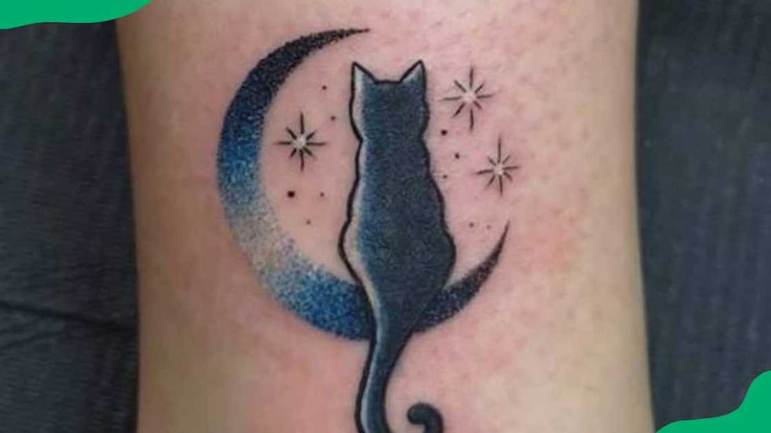 Cat and moon tattoo Cat and moon tattoo