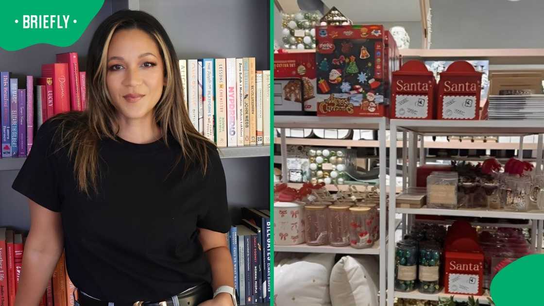 A woman showed Christmas decorations from Mr Price Home. A woman showed Christmas decorations from Mr Price Home.