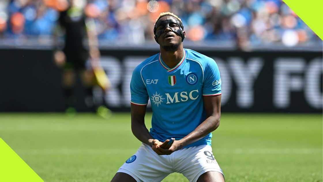 Victor Osimhen looks dejected during a Napoli match.