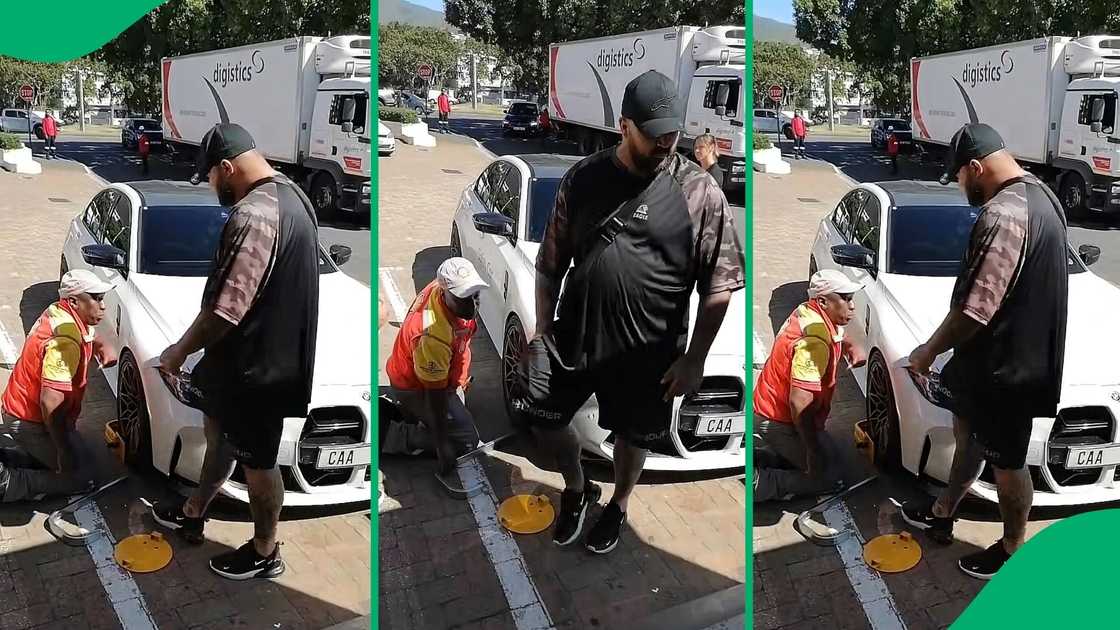 A man shouted at a petrol attendant for clamping his car, which sparked outrage in SA. A man shouted at a petrol attendant for clamping his car, which sparked outrage in SA.