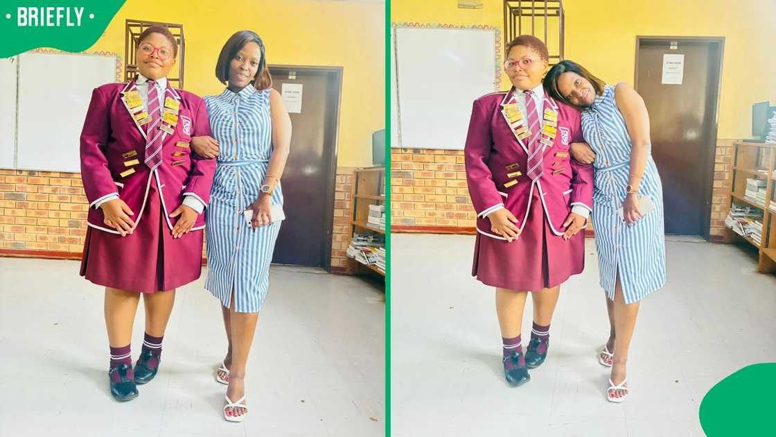 Simesihle Khuzwayo and her maths teacher.