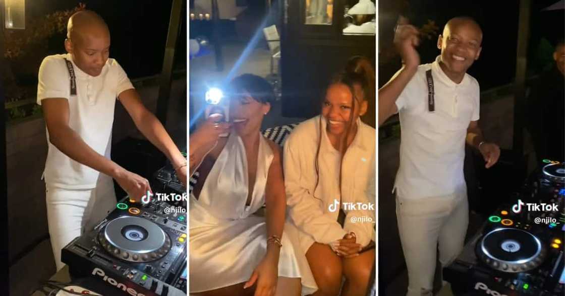 A video of Faith Nketsi's husband Nzuzo Njilo DJing at a party