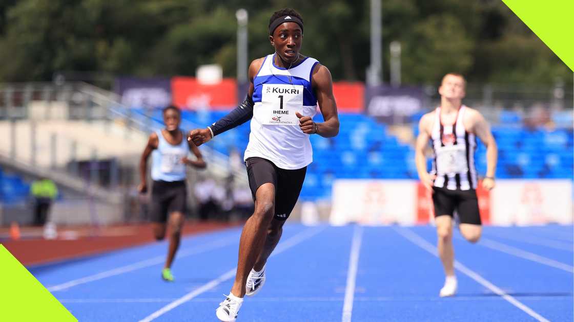 Divine Iheme is competing during the England U15 Track and Field Championships.