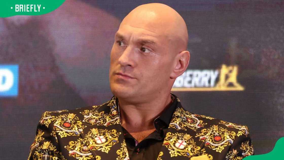 Boxer Tyson Fury attending a conference at the Tottenham Hotspur Stadium Boxer Tyson Fury attending a conference at the Tottenham Hotspur Stadium