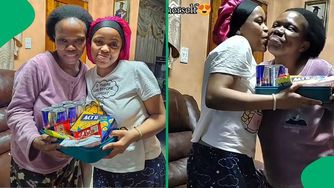 A TikTok video shows a mom surprising her daughter with an exam care package. A TikTok video shows a mom surprising her daughter with an exam care package.