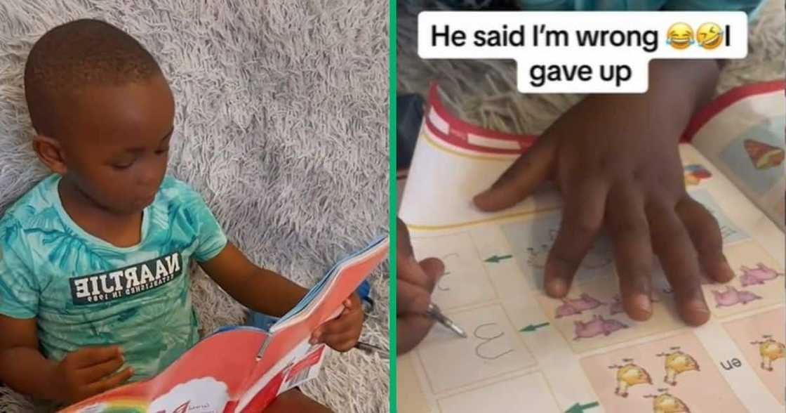 TikTok video shows a toddler doing his homework