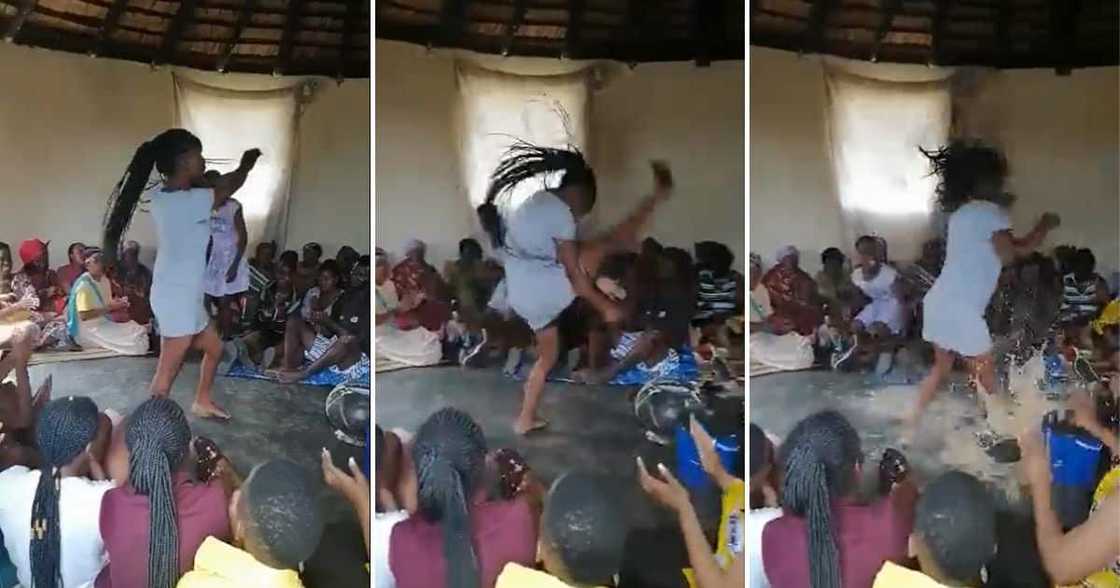 dancing woman breaks African traditional beer pot