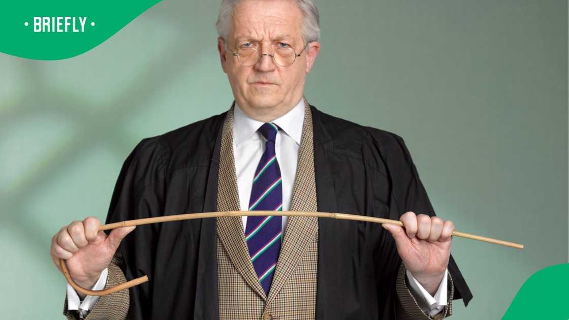 Stock photo of a teacher with a cane Stock photo of a teacher with a cane