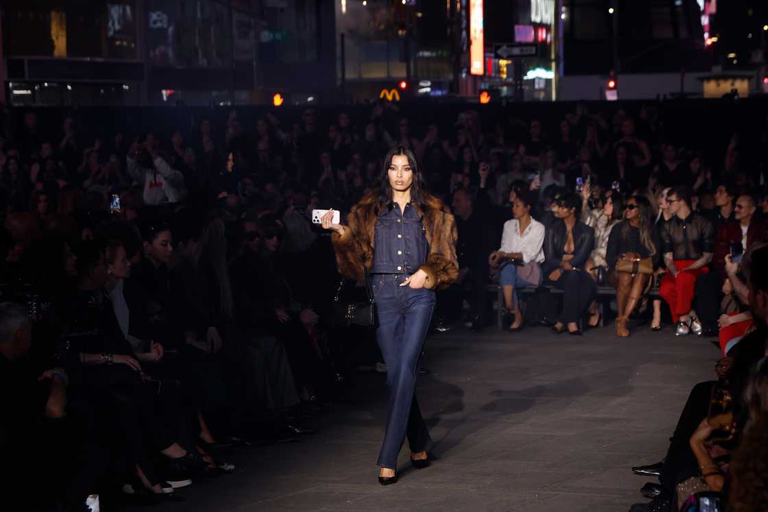 Thet Thinn walks the runway at Guccicore: Gucci Cruise 2027 at Times Square.