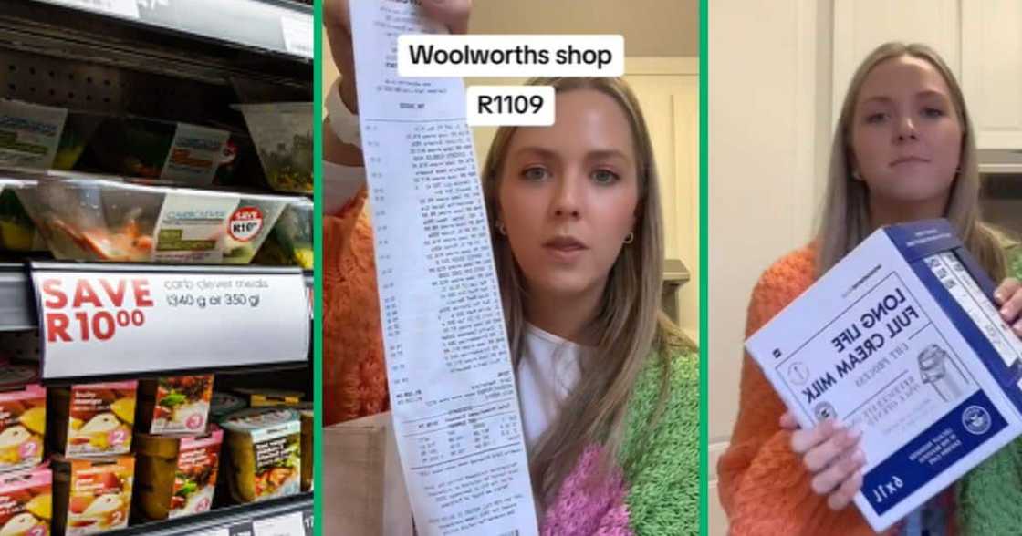 TiKTok video of Woolworths shopper's R1k groceries TiKTok video of Woolworths shopper's R1k groceries