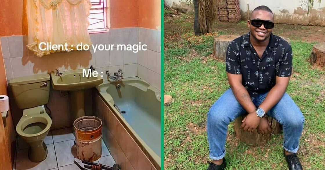 Major interior design by a construction worker in bathroom Major interior design by a construction worker in bathroom