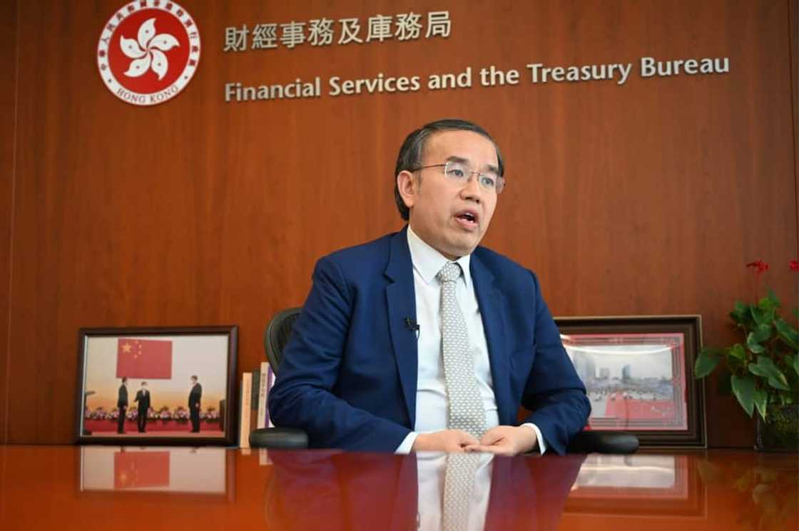 Hong Kong treasury chief Christopher Hui speaks during an interview with AFP in Hong Kong Hong Kong treasury chief Christopher Hui speaks during an interview with AFP in Hong Kong