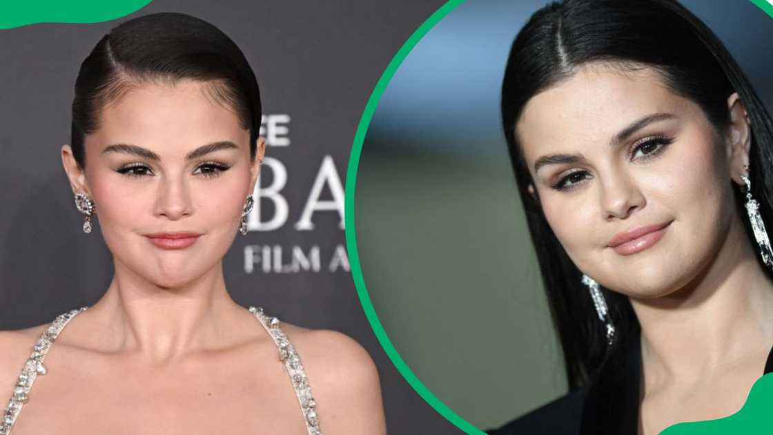 Gomez at the 2025 EE BAFTA Film Awards (L). Selena during the 2022 Academy Museum Gala (R)