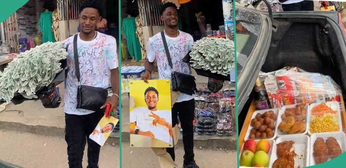 The lady celebrated with her boyfriend on his graduation day. The lady celebrated with her boyfriend on his graduation day.