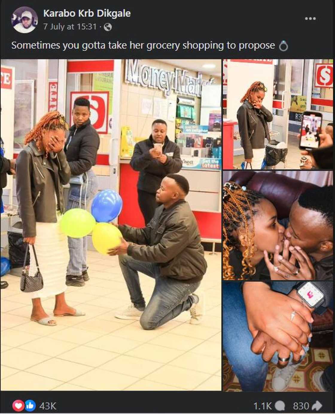 A man proposed to his girlfriend at a Shoprite store