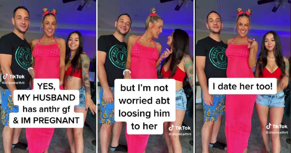 A polyamorous couple announced they were having a baby with their girlfriend in a viral TikTok. A polyamorous couple announced they were having a baby with their girlfriend in a viral TikTok.