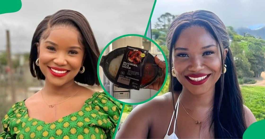 Woman buy pap and wors from Woolworths. Woman buy pap and wors from Woolworths.