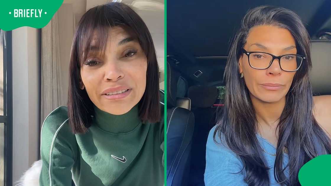 A woman posed in a TikTok video as she created content.