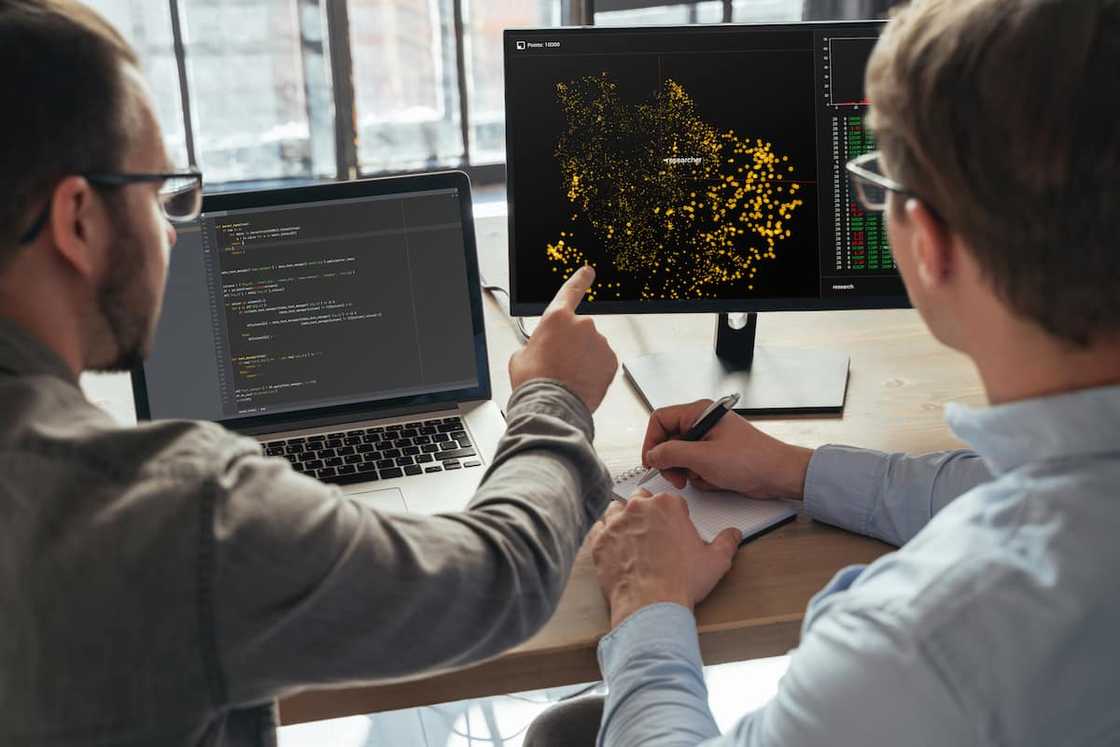 Professionals analyzing data Professionals analyzing data