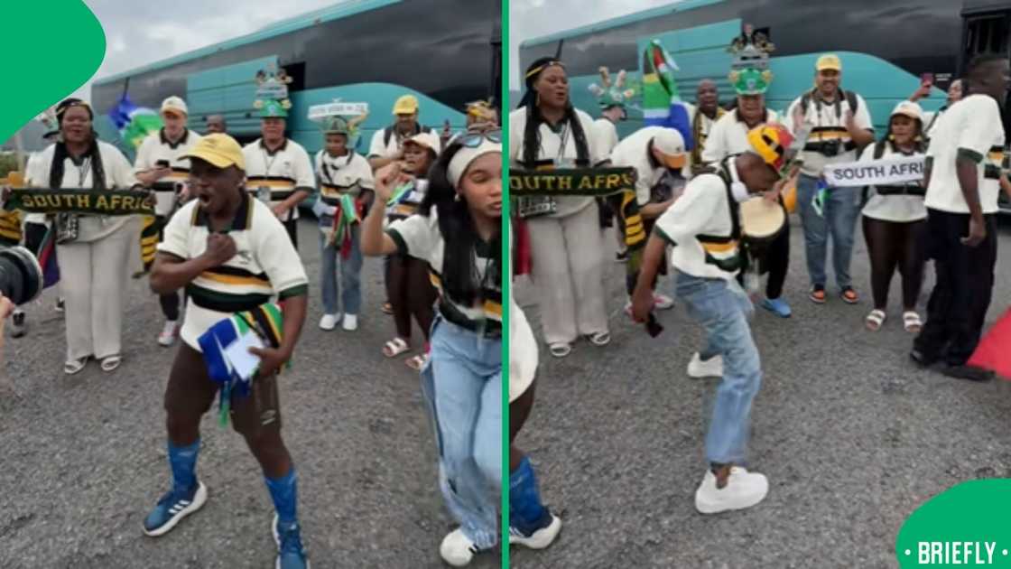 Fans cheered head of Bafana Bafana's first game in the soccer world cup Fans cheered head of Bafana Bafana's first game in the soccer world cup
