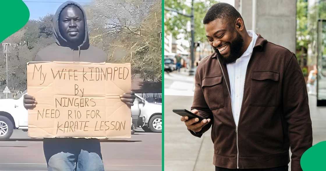 A hustler left smiles on motorists' faces with his funny way of hustling. A hustler left smiles on motorists' faces with his funny way of hustling.